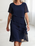Juliette | Vestido fluido de capas con volantes NuaBy - Azul marino