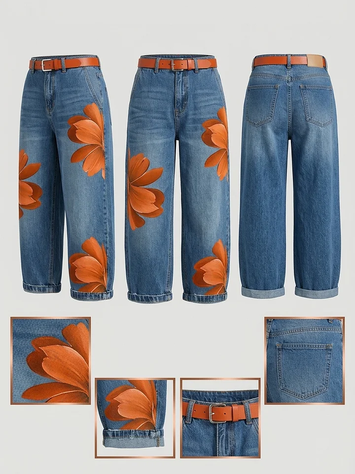 Conjunto Maud de camisa larga y jeans florales