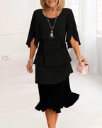 Sophie | Vestido fluido elegante con volantes NuaBy - Negro