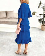 Sophie | Vestido fluido elegante con volantes NuaBy - Negro