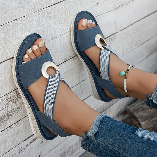 Sandalias Zéphiriane azules con soporte ajustable