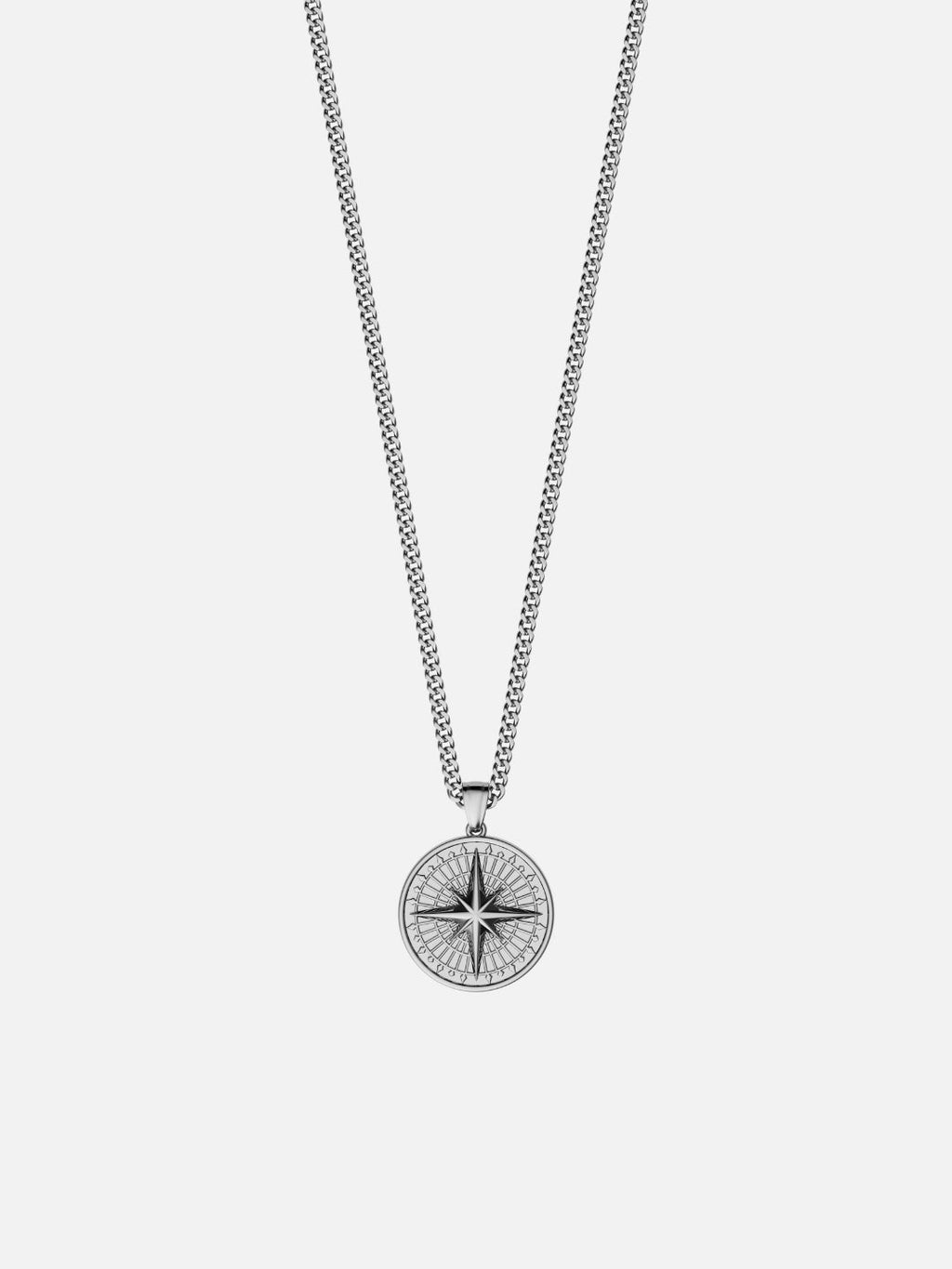 Collar Compass en color plata para hombre