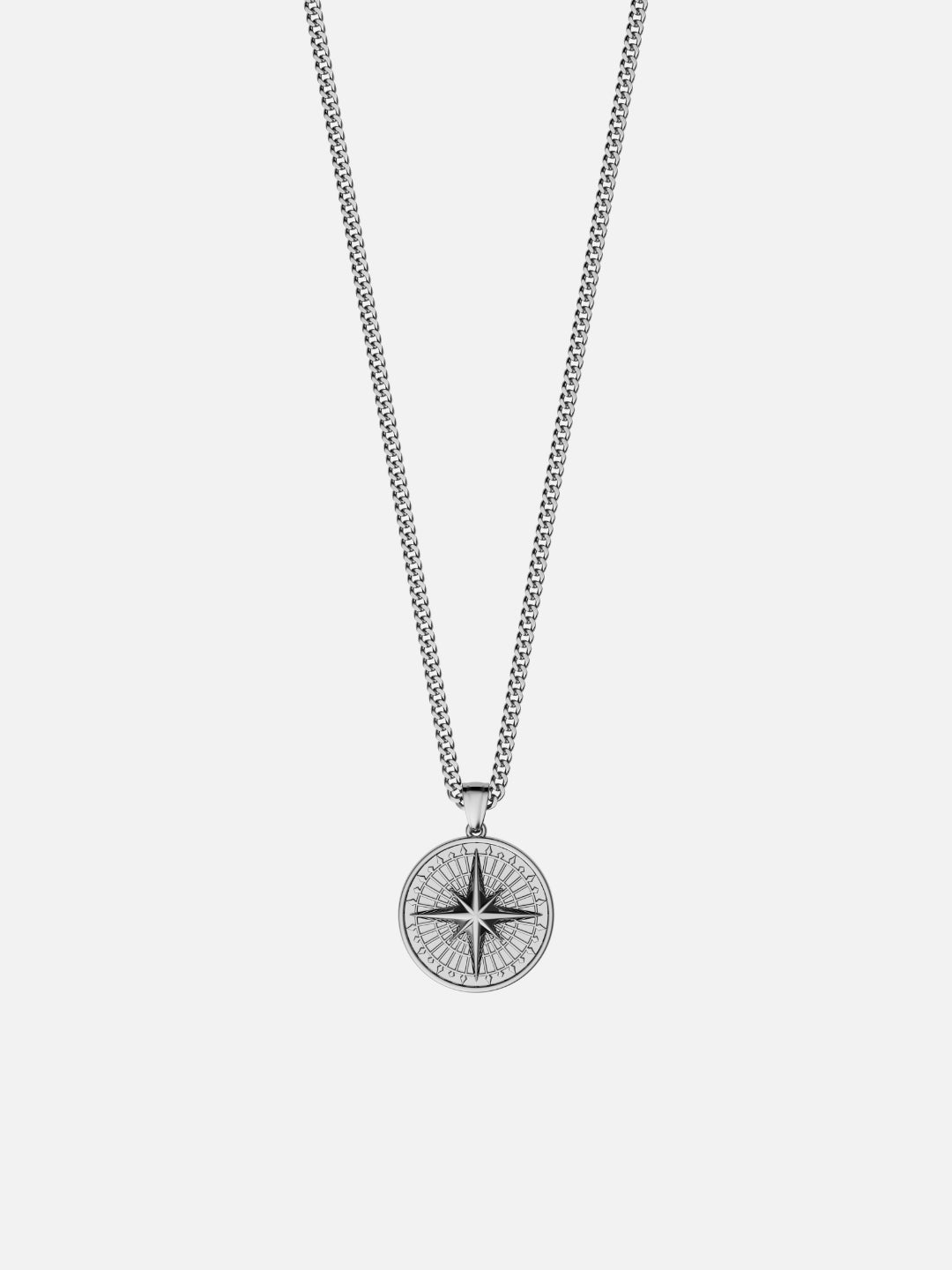 Collar Compass en color plata para hombre