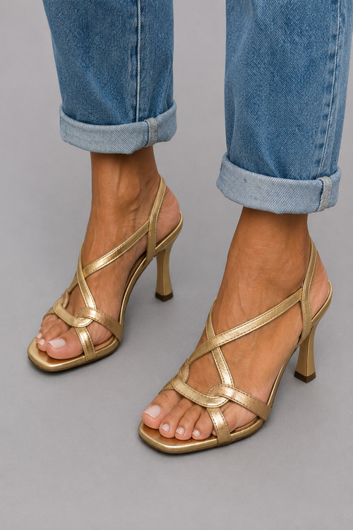 Sandales à talons dorées Cassie – NuaBy