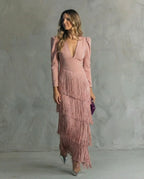 Selene | Vestido midi elegante de flecos