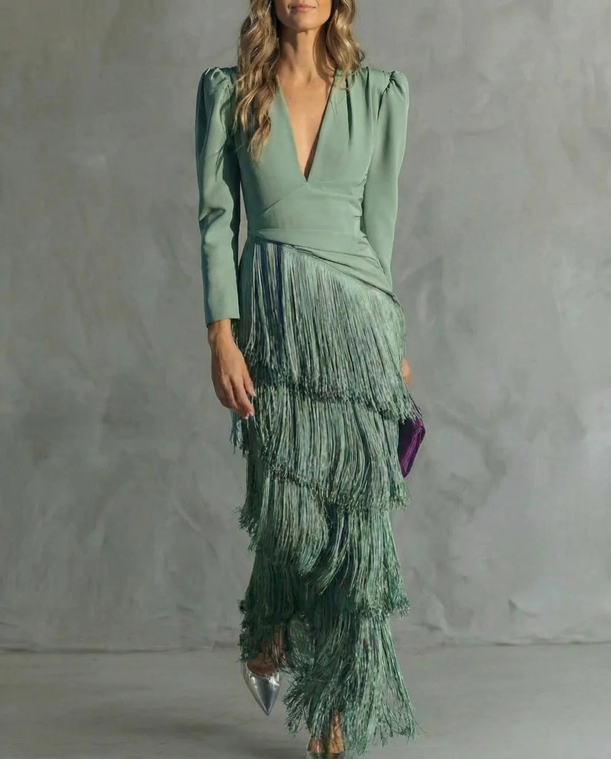 Selene | Vestido midi elegante de flecos