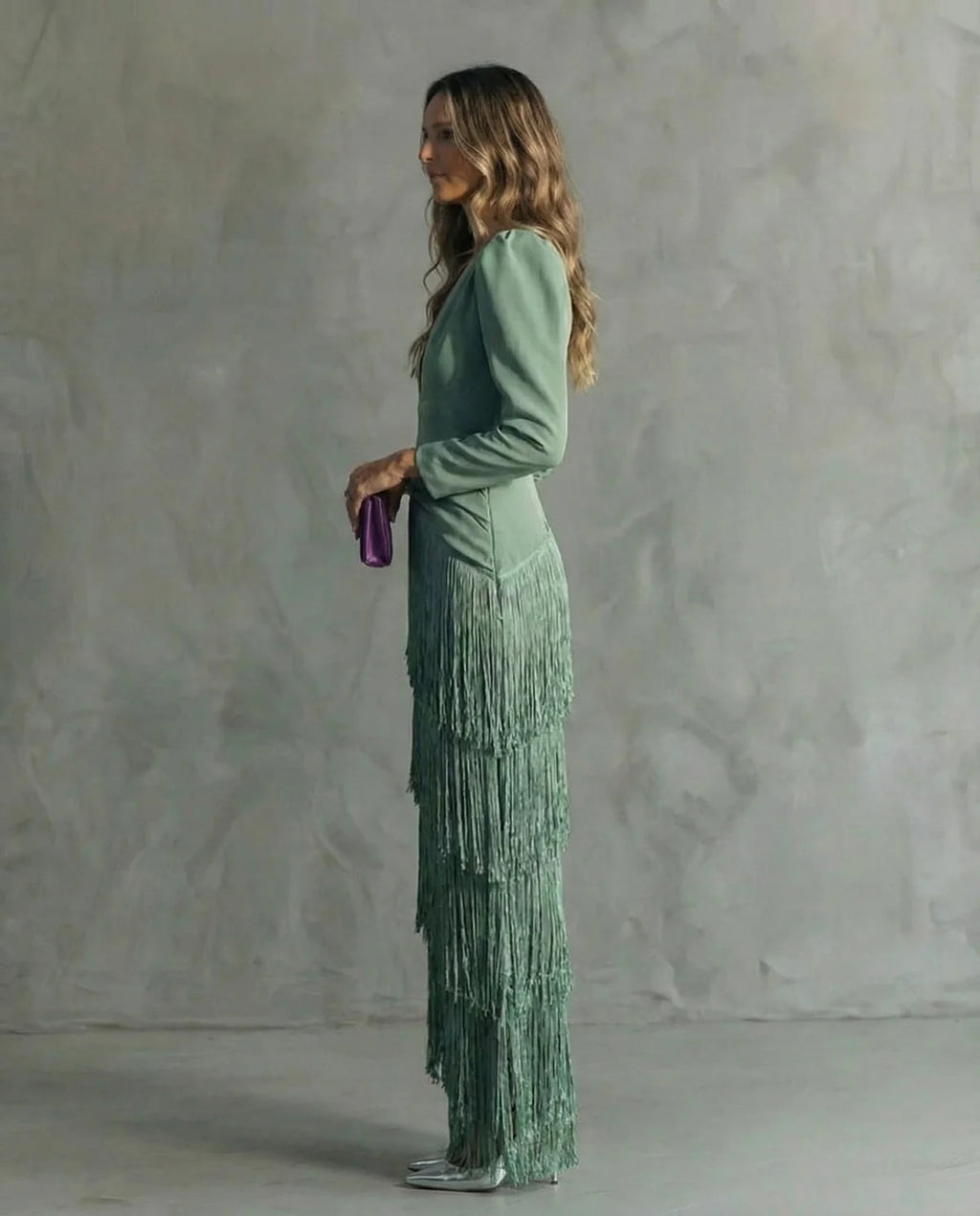 Selene | Vestido midi elegante de flecos