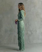 Selene | Vestido midi elegante de flecos