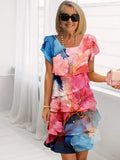 Adèle | Vestido fluido multicolor con volantes NuaBy - Rosa