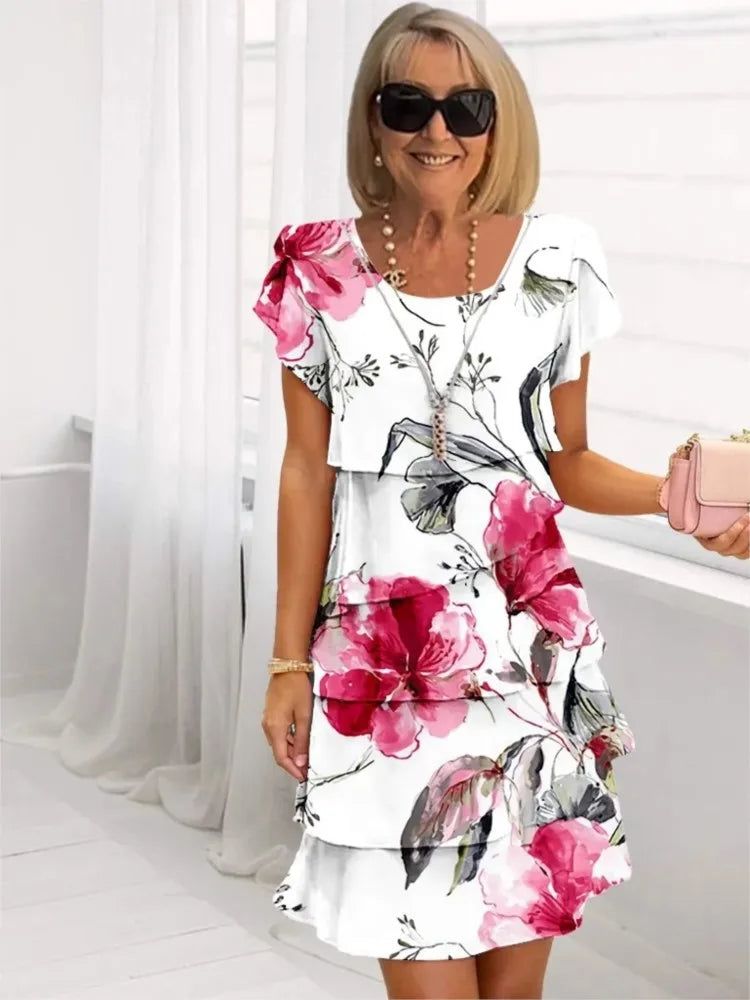 Éliane | Vestido fluido floral con volantes NuaBy - Blanco