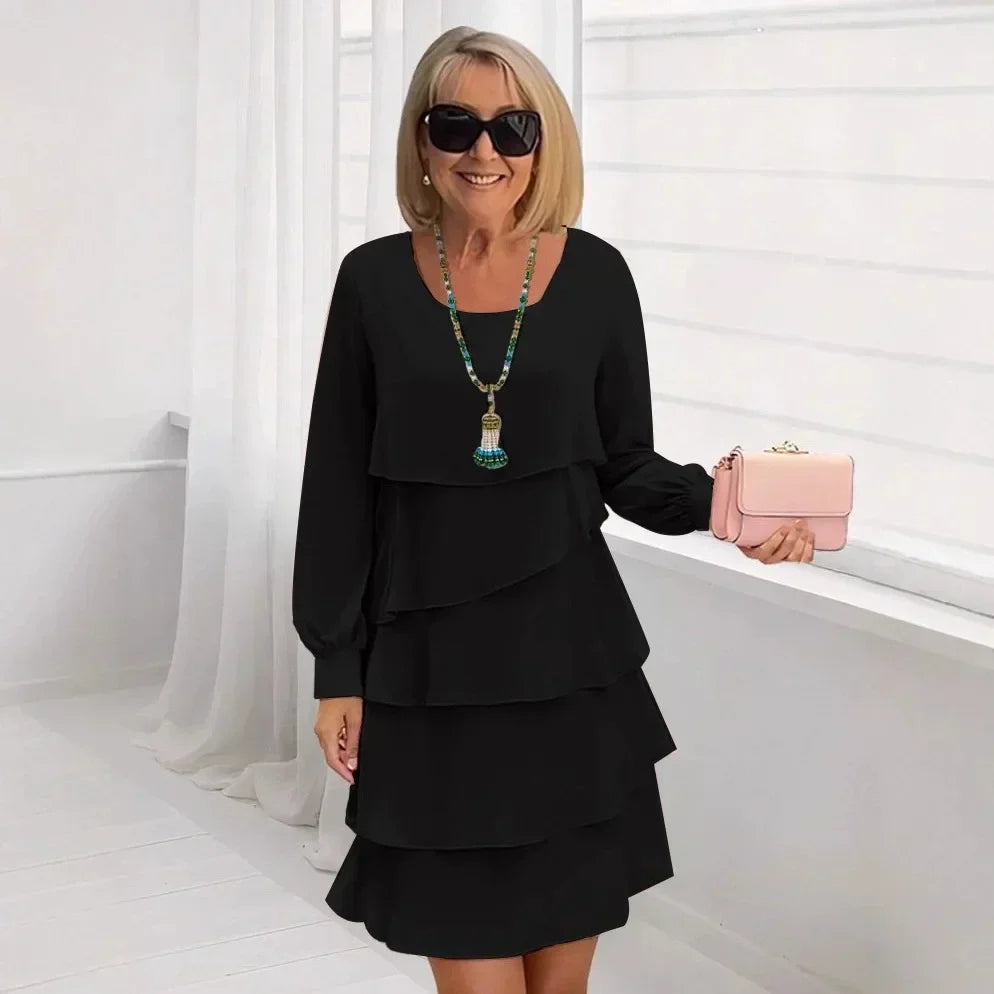 Madeleine | Vestido fluido de capas con volantes NuaBy - Azul