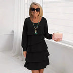 Madeleine | Vestido fluido de capas con volantes NuaBy - Azul