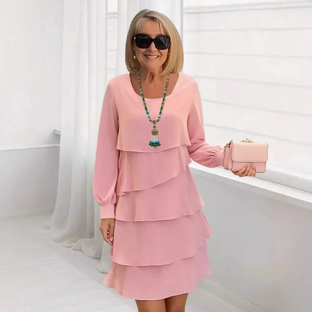 Madeleine | Vestido fluido de capas con volantes NuaBy - Azul