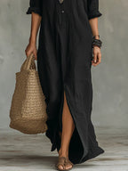Willow | Vestido maxi con silueta favorecedora - Negro