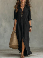 Willow | Vestido maxi con silueta favorecedora - Negro