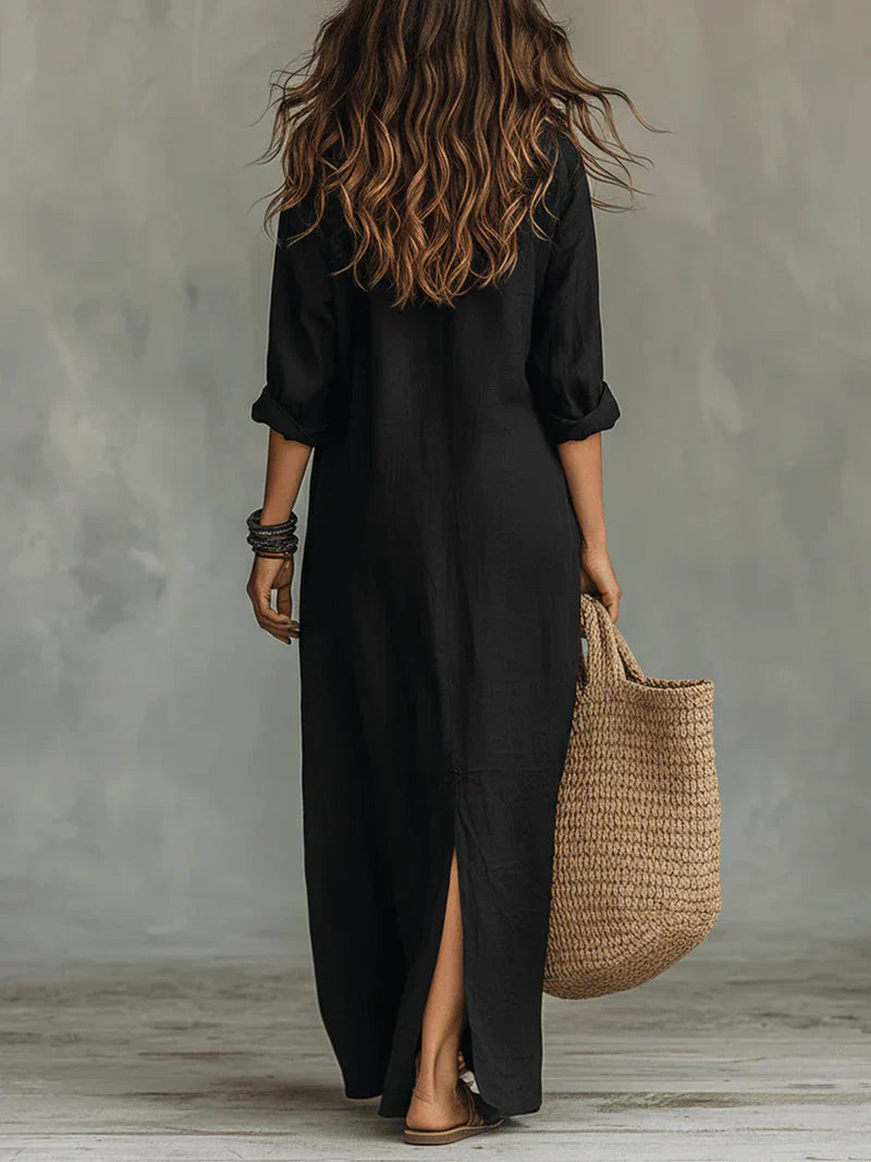 Willow | Vestido maxi con silueta favorecedora - Negro