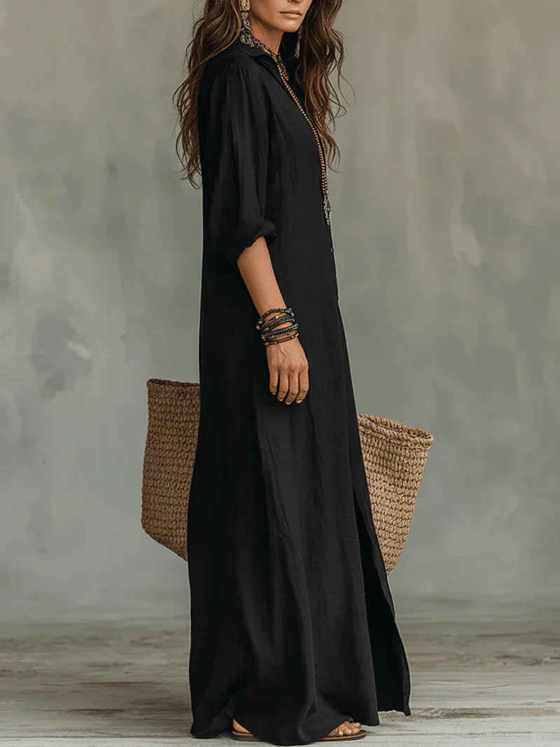 Willow | Vestido maxi con silueta favorecedora - Negro