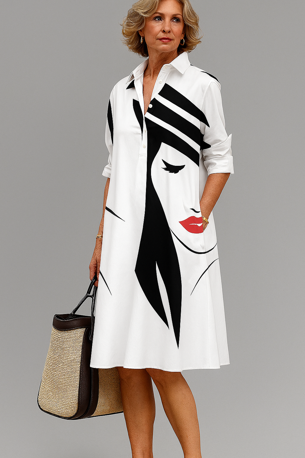 Bella vestido midi color blanco para mujer