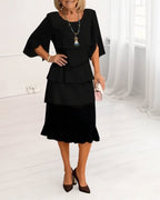 Sophie | Vestido fluido elegante con volantes NuaBy - Negro