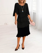 Sophie | Vestido fluido elegante con volantes NuaBy - Negro