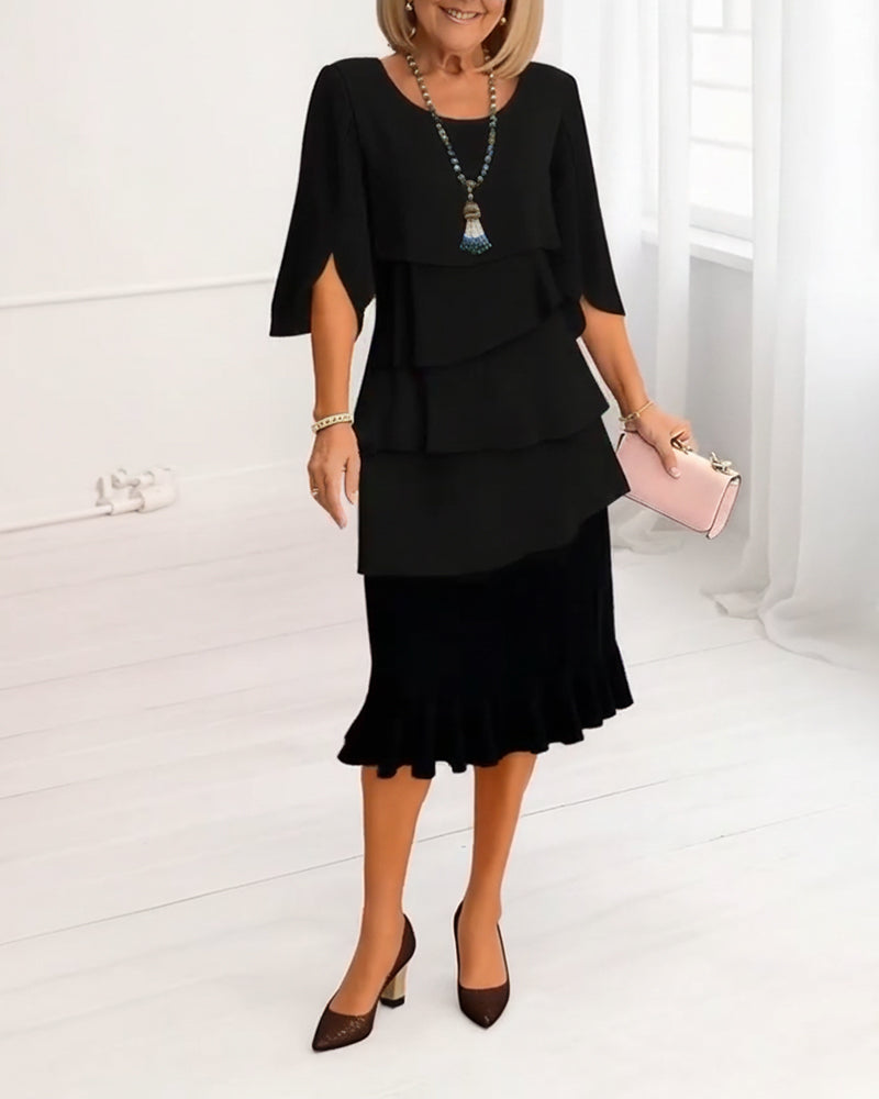 Sophie | Vestido fluido elegante con volantes NuaBy - Negro