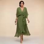 VESTIDO DE GASA MONICA CON ESCOTE EN V
