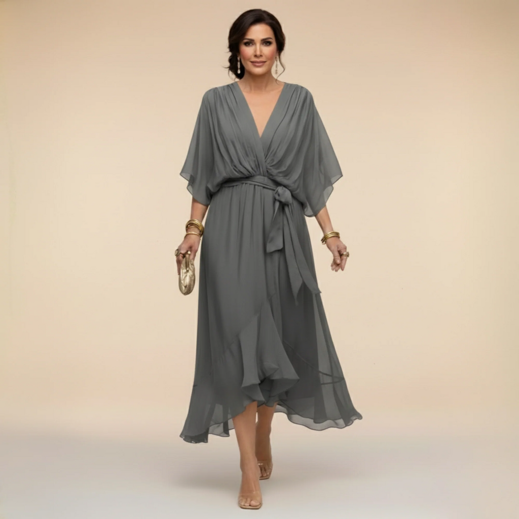 VESTIDO DE GASA MONICA CON ESCOTE EN V