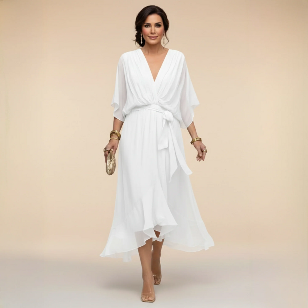 VESTIDO DE GASA MONICA CON ESCOTE EN V