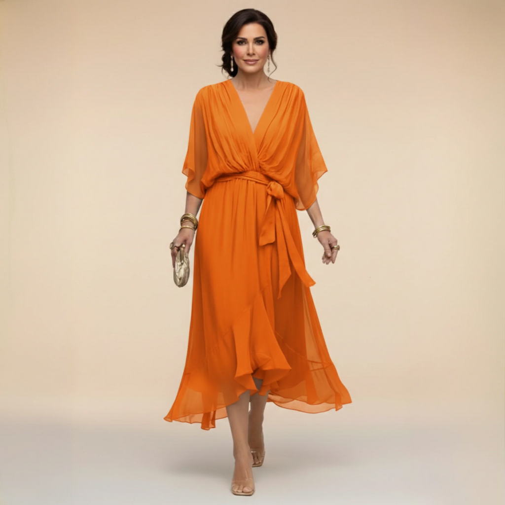 VESTIDO DE GASA MONICA CON ESCOTE EN V