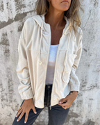 Ella| Sudadera con capucha de pana con cremallera