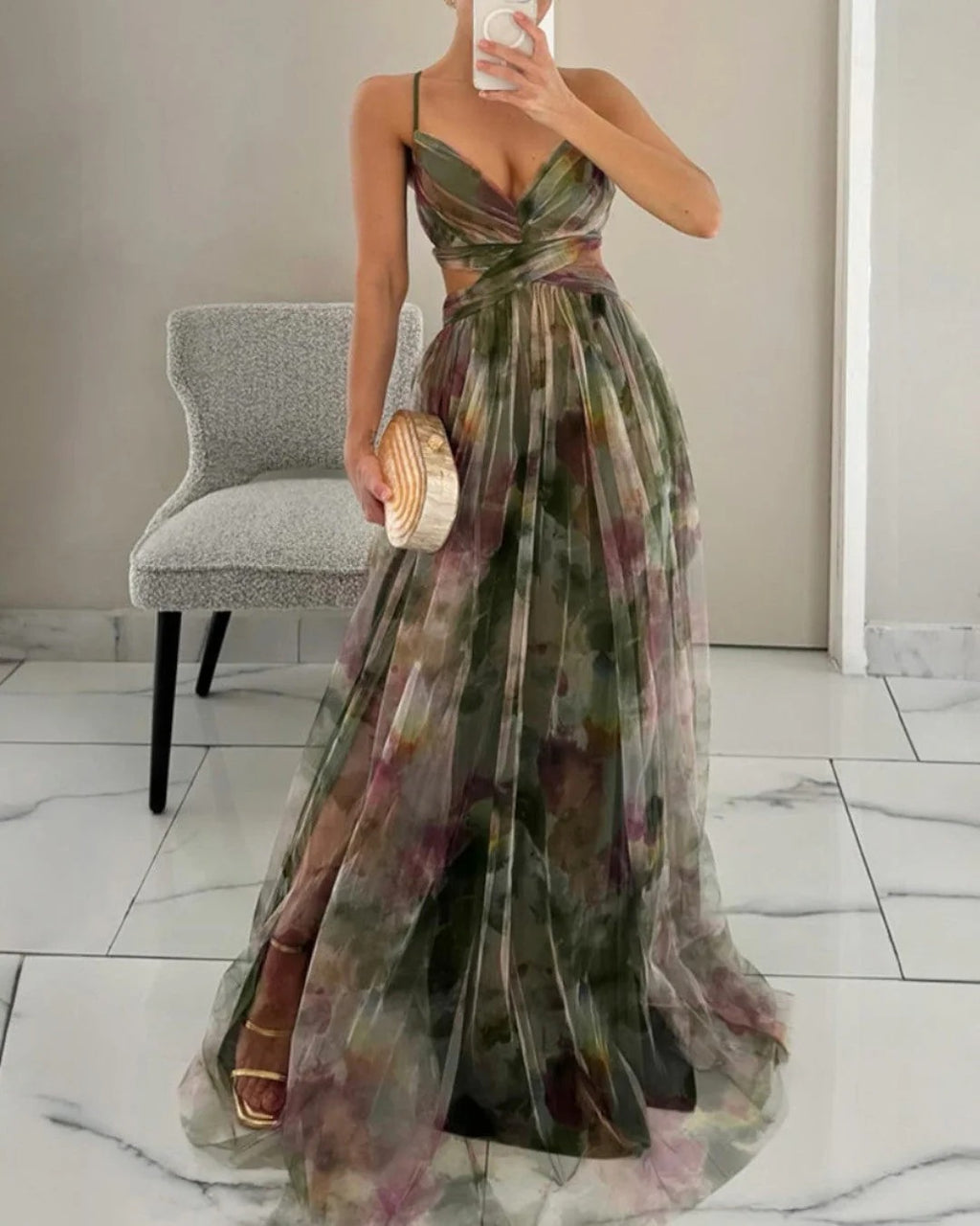 GISELLE - ENCANTADOR VESTIDO LARGO CON ESTAMPADO FLORAL