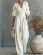 DANIELA - MONO ELEGANTE DE ESCOTE EN V Y PIERNA ANCHA