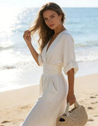DANIELA - MONO ELEGANTE DE ESCOTE EN V Y PIERNA ANCHA
